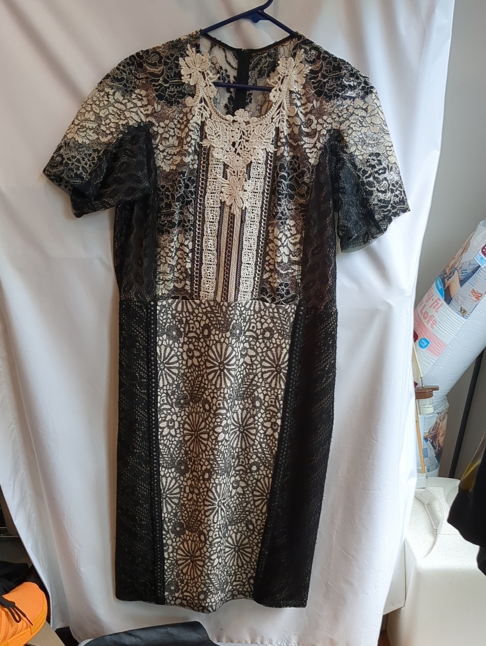 Byron Lars Black and Cream Lace Midi Dress
